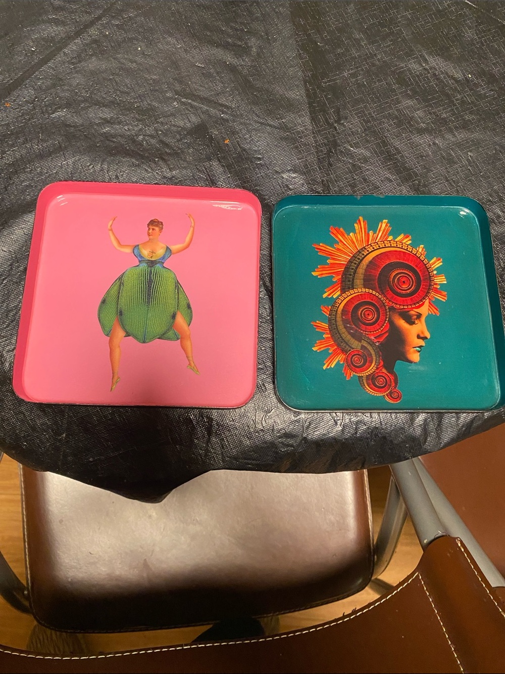 Omega Pink and Teal Surrealist Decorative Trays